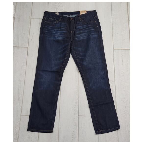 Lands End Men's Canvas Jeans Size 34x32 Slim Leg Stretch Dark Denim Blue - Picture 3 of 11